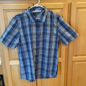 TravisMathew Men’s Plaid Short Sleeve Button Up Shirt Large